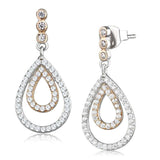 TS548 - Rose Gold + Rhodium 925 Sterling Silver Earrings with AAA Grade CZ in Clear - Alamode - Flyclothing LLC