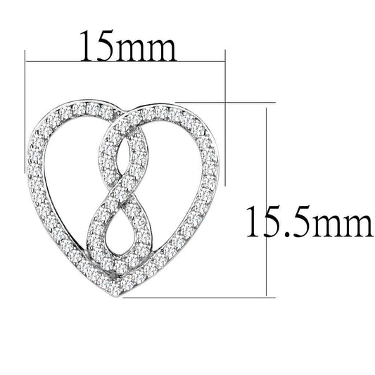 TS549 - Rhodium 925 Sterling Silver Earrings with AAA Grade CZ in Clear - Alamode - Flyclothing LLC
