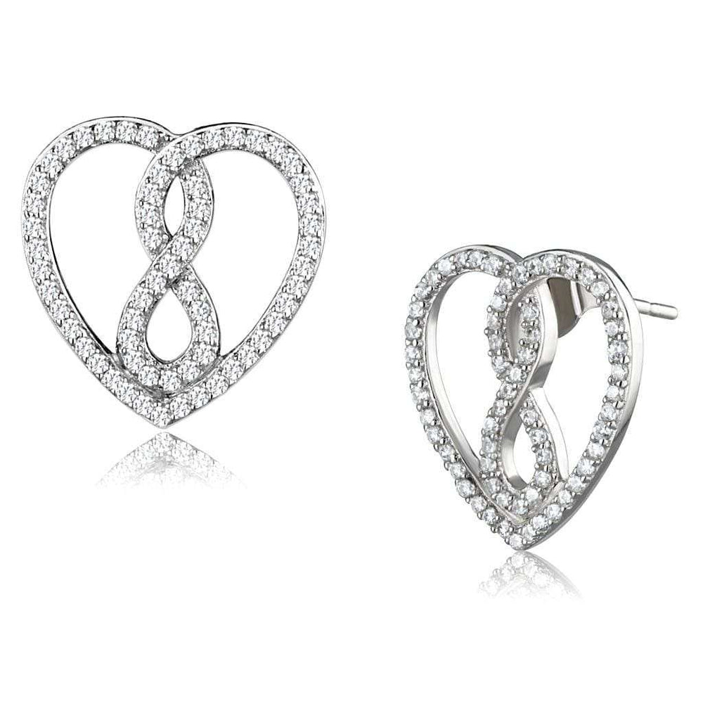 TS549 - Rhodium 925 Sterling Silver Earrings with AAA Grade CZ in Clear - Alamode - Flyclothing LLC