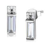 TS550 - Rhodium 925 Sterling Silver Earrings with AAA Grade CZ in Clear - Alamode - Flyclothing LLC