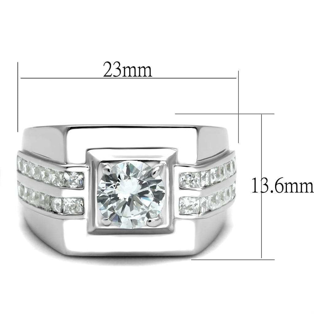 TS553 - Rhodium 925 Sterling Silver Ring with AAA Grade CZ in Clear - Alamode - Flyclothing LLC