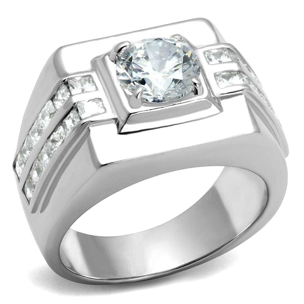 TS553 - Rhodium 925 Sterling Silver Ring with AAA Grade CZ in Clear - Alamode - Flyclothing LLC
