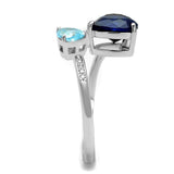 TS554 - Rhodium 925 Sterling Silver Ring with Synthetic Synthetic Glass in Montana - Alamode - Flyclothing LLC