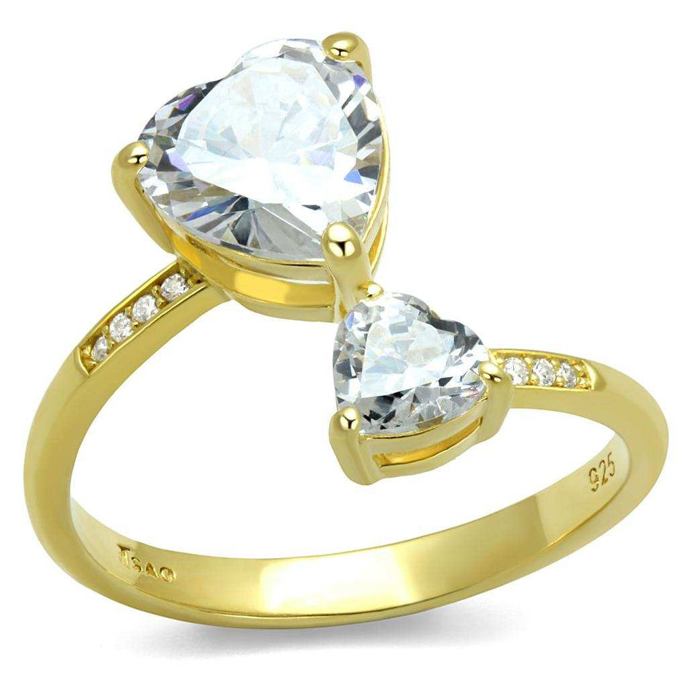 TS555 - Gold 925 Sterling Silver Ring with AAA Grade CZ in Clear - Alamode - Flyclothing LLC