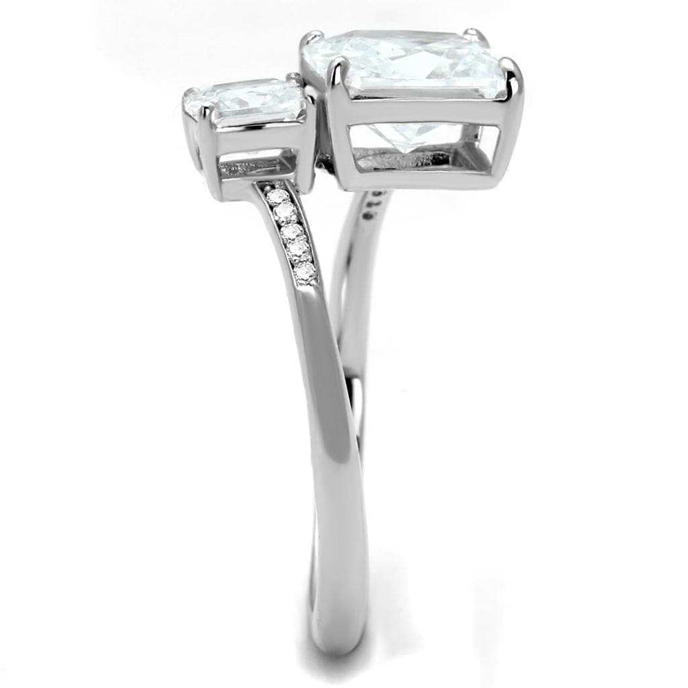 TS557 - Rhodium 925 Sterling Silver Ring with AAA Grade CZ in Clear - Alamode - Flyclothing LLC