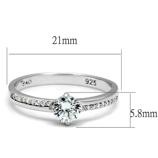 TS560 - Rhodium 925 Sterling Silver Ring with AAA Grade CZ in Clear - Alamode - Flyclothing LLC