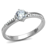 TS560 - Rhodium 925 Sterling Silver Ring with AAA Grade CZ in Clear - Alamode - Flyclothing LLC