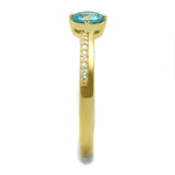 TS561 - Gold 925 Sterling Silver Ring with AAA Grade CZ in Sea Blue - Alamode - Flyclothing LLC