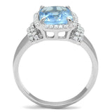 TS562 - Rhodium 925 Sterling Silver Ring with Synthetic Synthetic Glass in Light Sapphire - Alamode - Flyclothing LLC