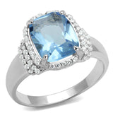 TS562 - Rhodium 925 Sterling Silver Ring with Synthetic Synthetic Glass in Light Sapphire - Alamode - Flyclothing LLC