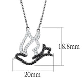 TS563 - Rhodium + Ruthenium 925 Sterling Silver Chain Pendant with AAA Grade CZ in Clear - Alamode - Flyclothing LLC