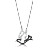 TS563 - Rhodium + Ruthenium 925 Sterling Silver Chain Pendant with AAA Grade CZ in Clear - Alamode - Flyclothing LLC