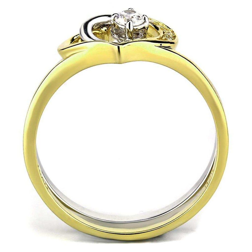 TS565 - Gold+Rhodium 925 Sterling Silver Ring with AAA Grade CZ in Clear - Alamode - Flyclothing LLC