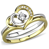 TS565 - Gold+Rhodium 925 Sterling Silver Ring with AAA Grade CZ in Clear - Alamode - Flyclothing LLC