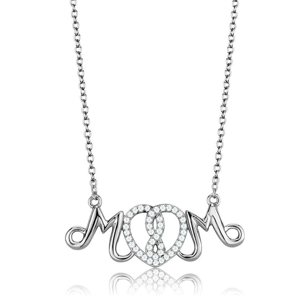 TS571 - Rhodium 925 Sterling Silver Necklace with AAA Grade CZ in Clear - Alamode - Flyclothing LLC