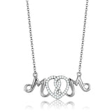 TS571 - Rhodium 925 Sterling Silver Necklace with AAA Grade CZ in Clear - Alamode - Flyclothing LLC