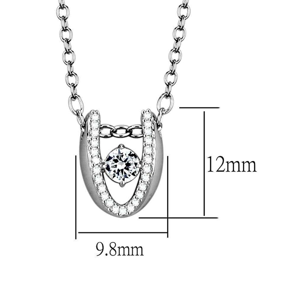 TS572 - Rhodium 925 Sterling Silver Necklace with AAA Grade CZ in Clear - Alamode - Flyclothing LLC