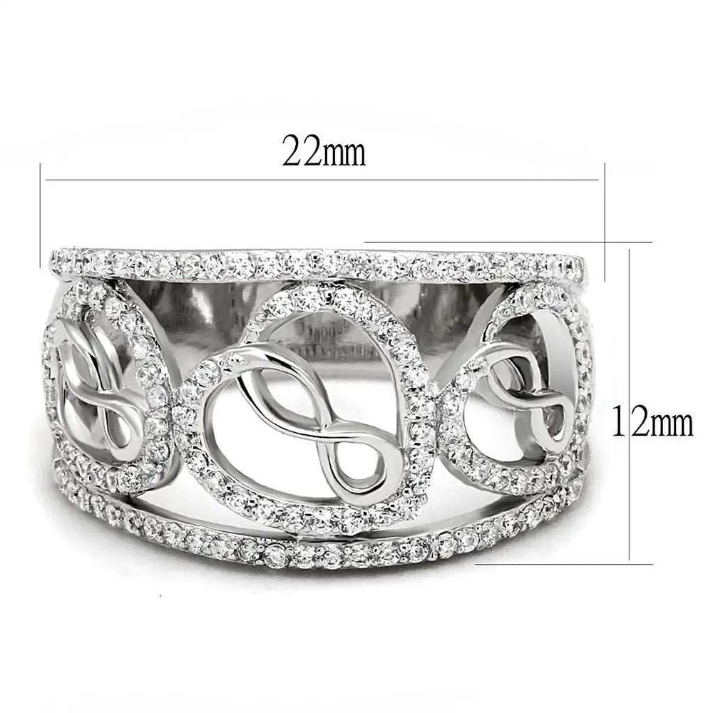 TS573 - Rhodium 925 Sterling Silver Ring with AAA Grade CZ in Clear - Alamode - Flyclothing LLC