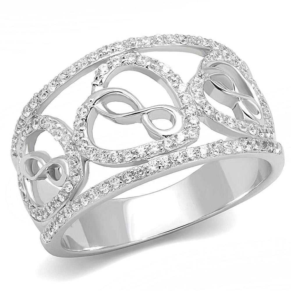 TS573 - Rhodium 925 Sterling Silver Ring with AAA Grade CZ in Clear - Alamode - Flyclothing LLC