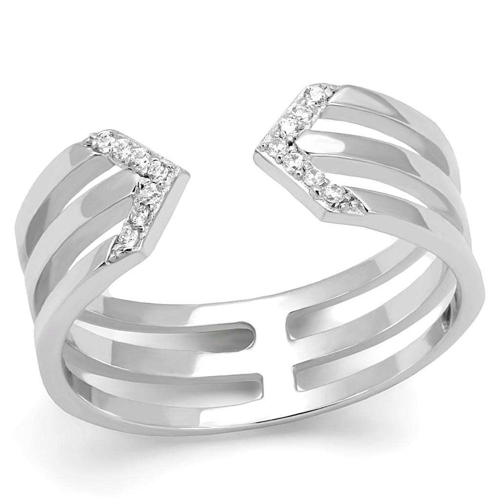 TS574 - Rhodium 925 Sterling Silver Ring with AAA Grade CZ in Clear - Alamode - Flyclothing LLC