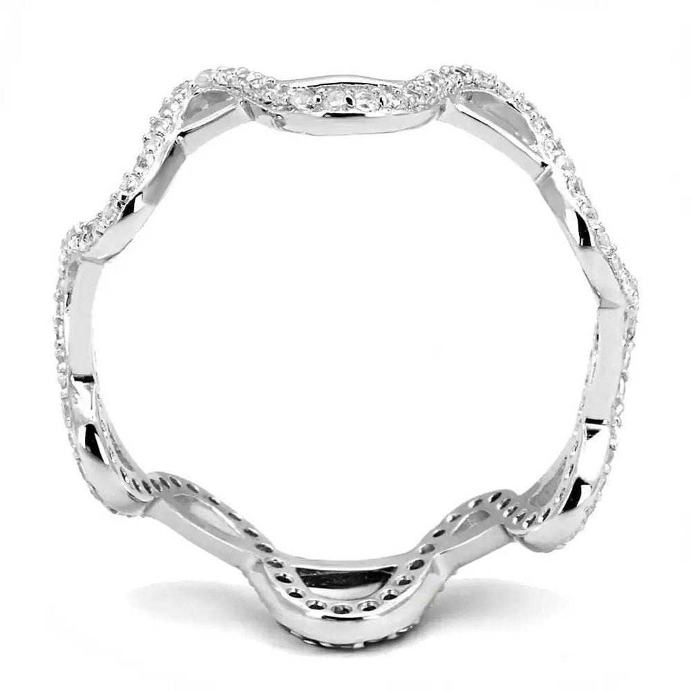 TS576 - Rhodium 925 Sterling Silver Ring with AAA Grade CZ in Clear - Alamode - Flyclothing LLC