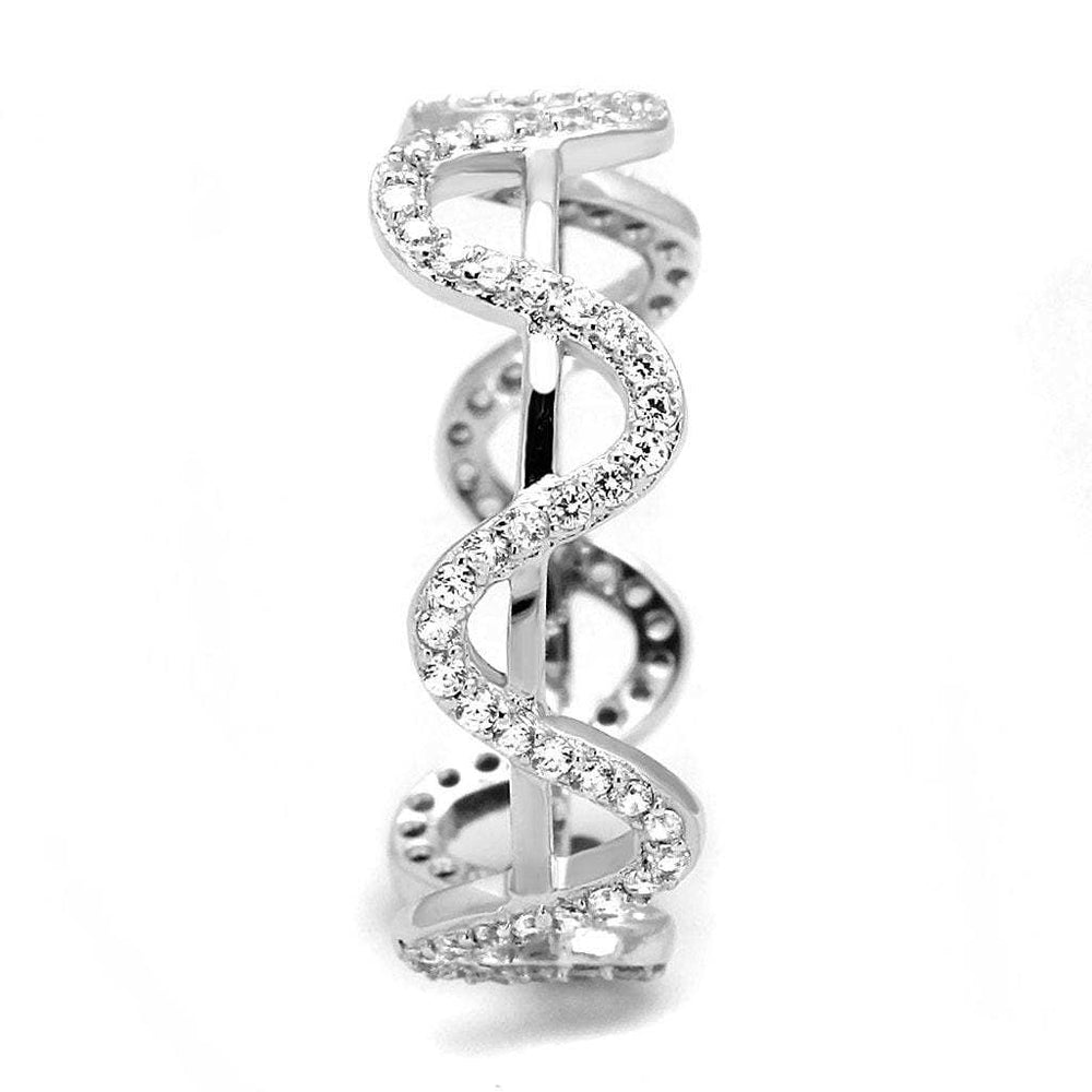 TS576 - Rhodium 925 Sterling Silver Ring with AAA Grade CZ in Clear - Alamode - Flyclothing LLC