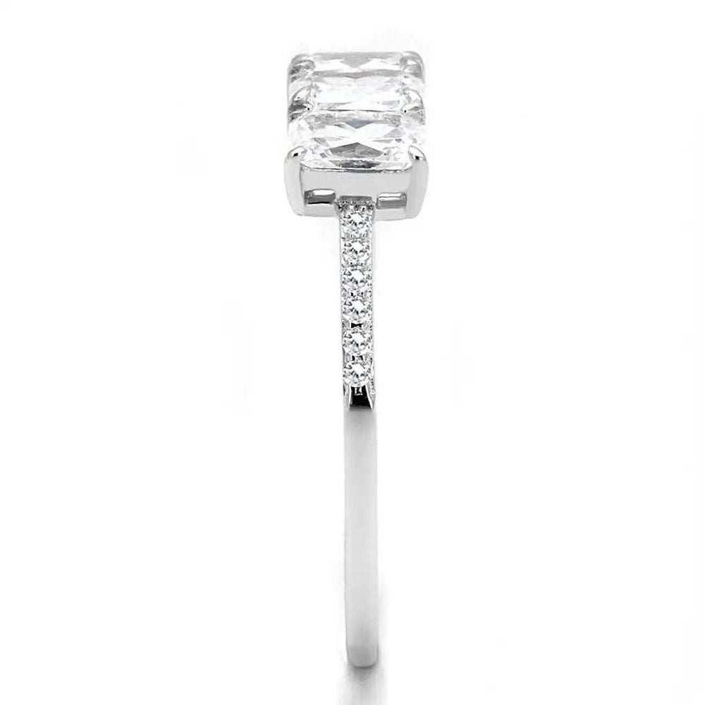 TS579 - Rhodium 925 Sterling Silver Ring with AAA Grade CZ in Clear - Alamode - Flyclothing LLC
