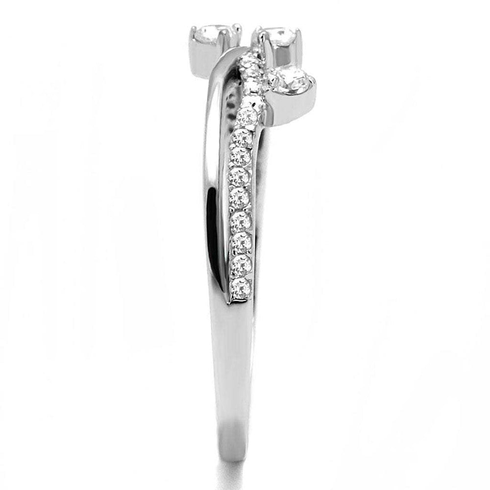 TS581 - Rhodium 925 Sterling Silver Ring with AAA Grade CZ in Clear - Alamode - Flyclothing LLC