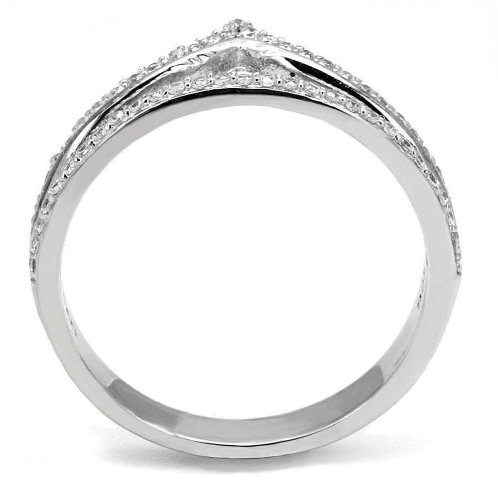 TS582 - Rhodium 925 Sterling Silver Ring with AAA Grade CZ in Clear - Alamode - Flyclothing LLC