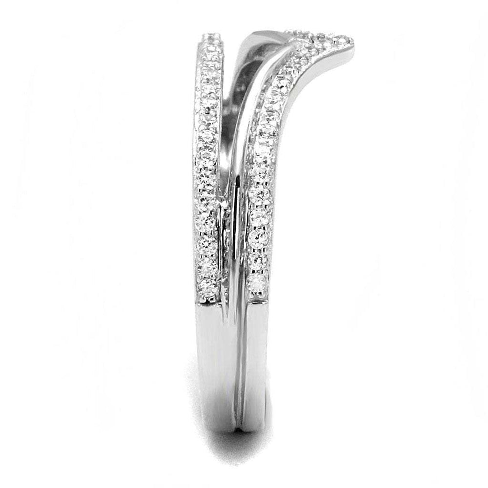 TS582 - Rhodium 925 Sterling Silver Ring with AAA Grade CZ in Clear - Alamode - Flyclothing LLC