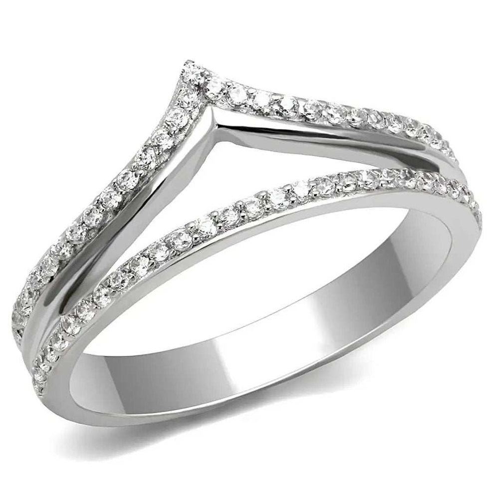 TS582 - Rhodium 925 Sterling Silver Ring with AAA Grade CZ in Clear - Alamode - Flyclothing LLC