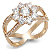 TS586 - Rose Gold 925 Sterling Silver Ring with AAA Grade CZ in Clear - Alamode - Flyclothing LLC