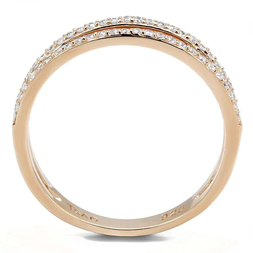 TS588 - Rose Gold 925 Sterling Silver Ring with AAA Grade CZ in Clear - Alamode - Flyclothing LLC