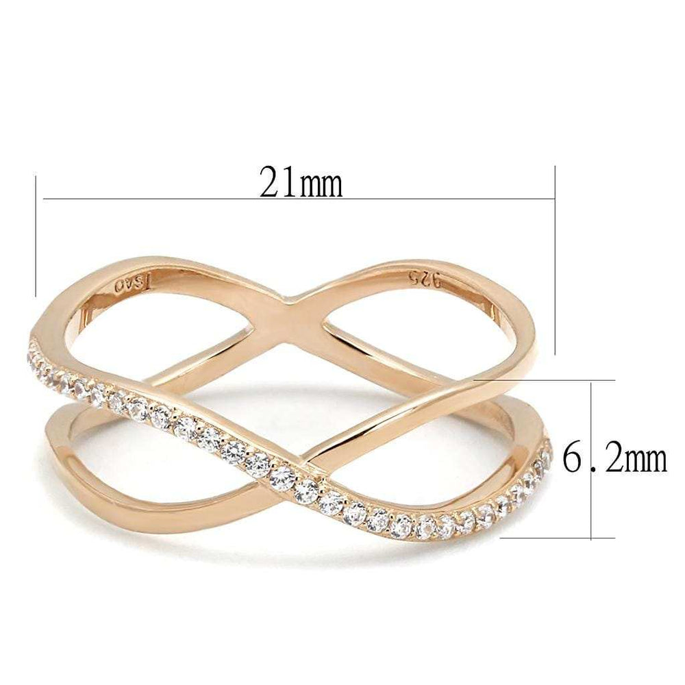 TS589 - Rose Gold 925 Sterling Silver Ring with AAA Grade CZ in Clear - Alamode - Flyclothing LLC