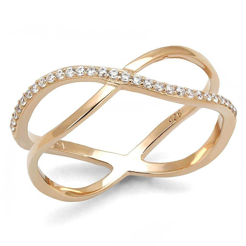 TS589 - Rose Gold 925 Sterling Silver Ring with AAA Grade CZ in Clear - Alamode - Flyclothing LLC