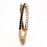 TS590 - Rose Gold 925 Sterling Silver Ring with Synthetic Spinel in Jet - Alamode - Flyclothing LLC