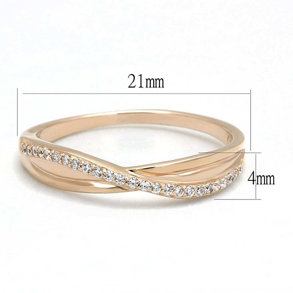 TS591 - Rose Gold 925 Sterling Silver Ring with AAA Grade CZ in Clear - Alamode - Flyclothing LLC