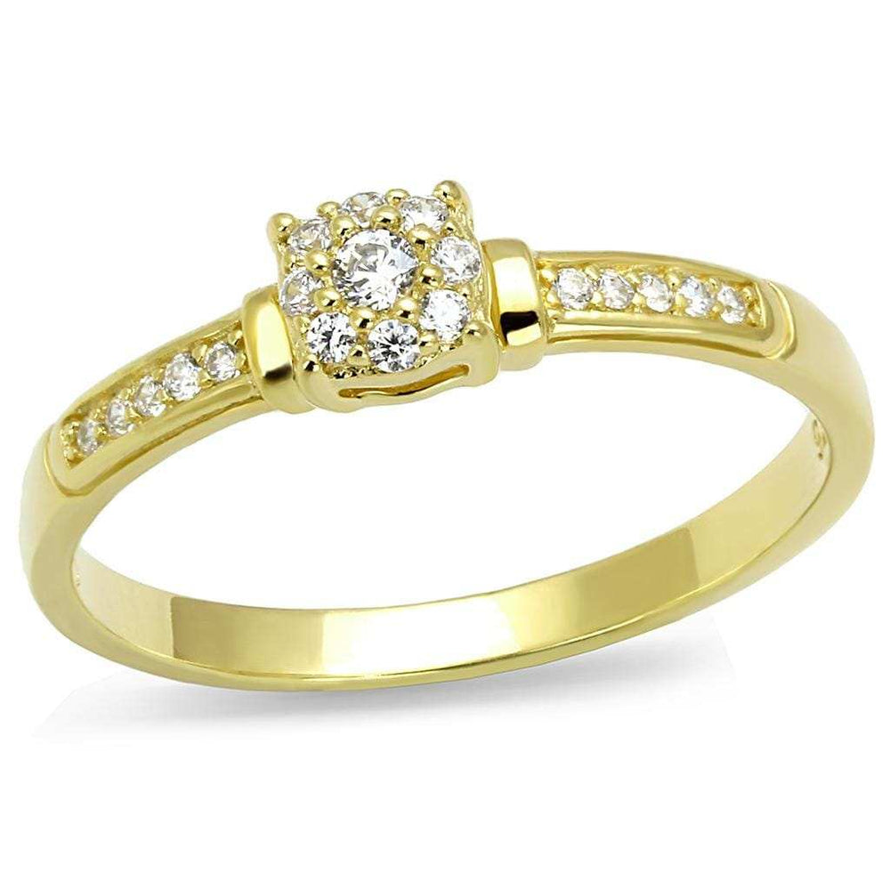 TS597 - Gold 925 Sterling Silver Ring with AAA Grade CZ in Clear - Alamode - Flyclothing LLC