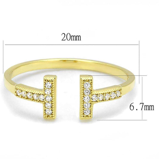 TS598 - Gold 925 Sterling Silver Ring with AAA Grade CZ in Clear - Alamode - Flyclothing LLC