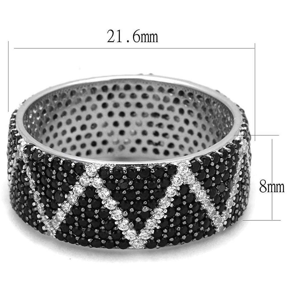 TS600 - Rhodium + Ruthenium 925 Sterling Silver Ring with Synthetic Spinel in Multi Color - Alamode - Flyclothing LLC