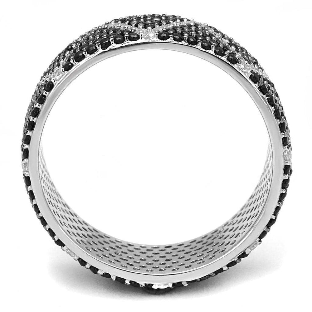 TS600 - Rhodium + Ruthenium 925 Sterling Silver Ring with Synthetic Spinel in Multi Color - Alamode - Flyclothing LLC