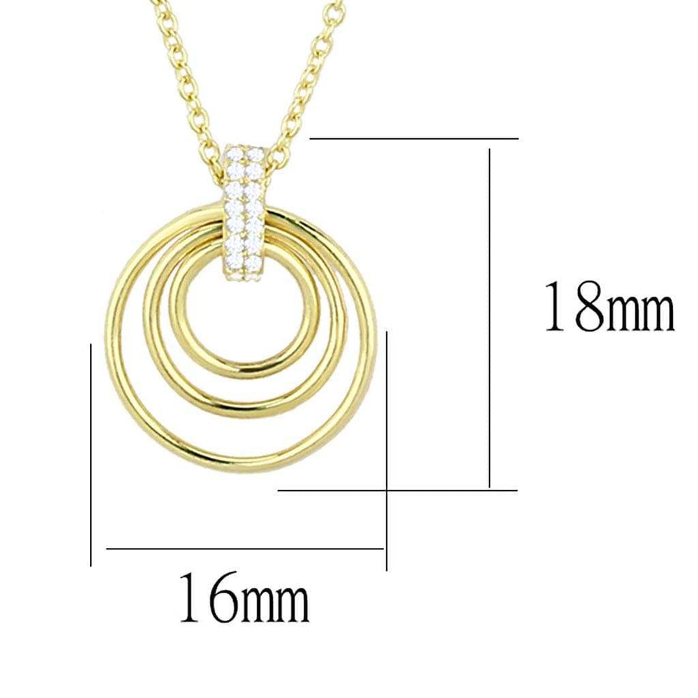 TS601 - Gold 925 Sterling Silver Necklace with AAA Grade CZ in Clear - Alamode - Flyclothing LLC