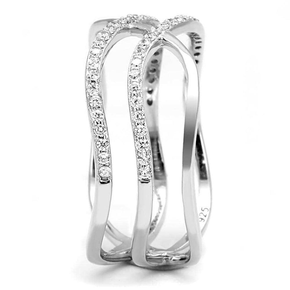 TS602 - Rhodium 925 Sterling Silver Ring with AAA Grade CZ in Clear - Alamode - Flyclothing LLC