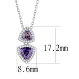 TS607 - Rhodium 925 Sterling Silver Chain Pendant with AAA Grade CZ in Amethyst - Alamode - Flyclothing LLC