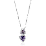 TS607 - Rhodium 925 Sterling Silver Chain Pendant with AAA Grade CZ in Amethyst - Alamode - Flyclothing LLC