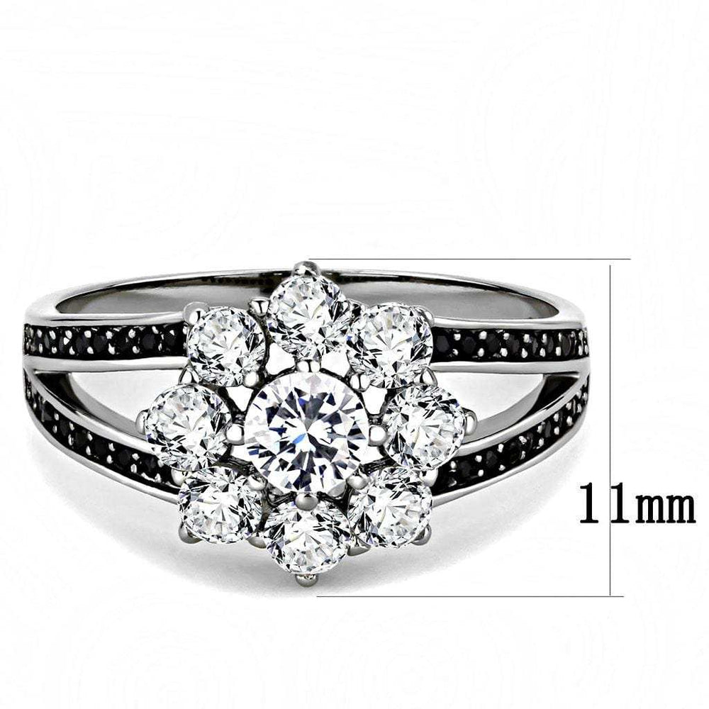 TS611 - Ruthenium 925 Sterling Silver Ring with AAA Grade CZ in Clear - Alamode - Flyclothing LLC