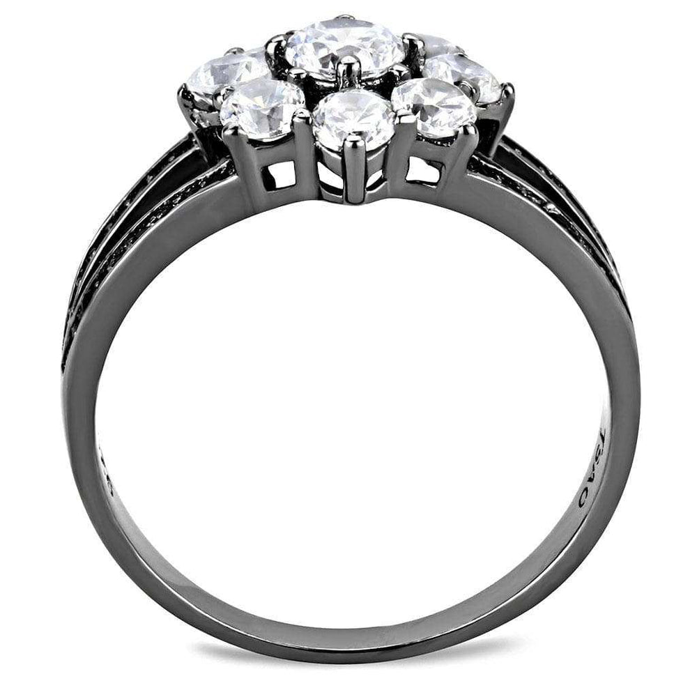TS611 - Ruthenium 925 Sterling Silver Ring with AAA Grade CZ in Clear - Alamode - Flyclothing LLC
