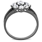 TS611 - Ruthenium 925 Sterling Silver Ring with AAA Grade CZ in Clear - Alamode - Flyclothing LLC