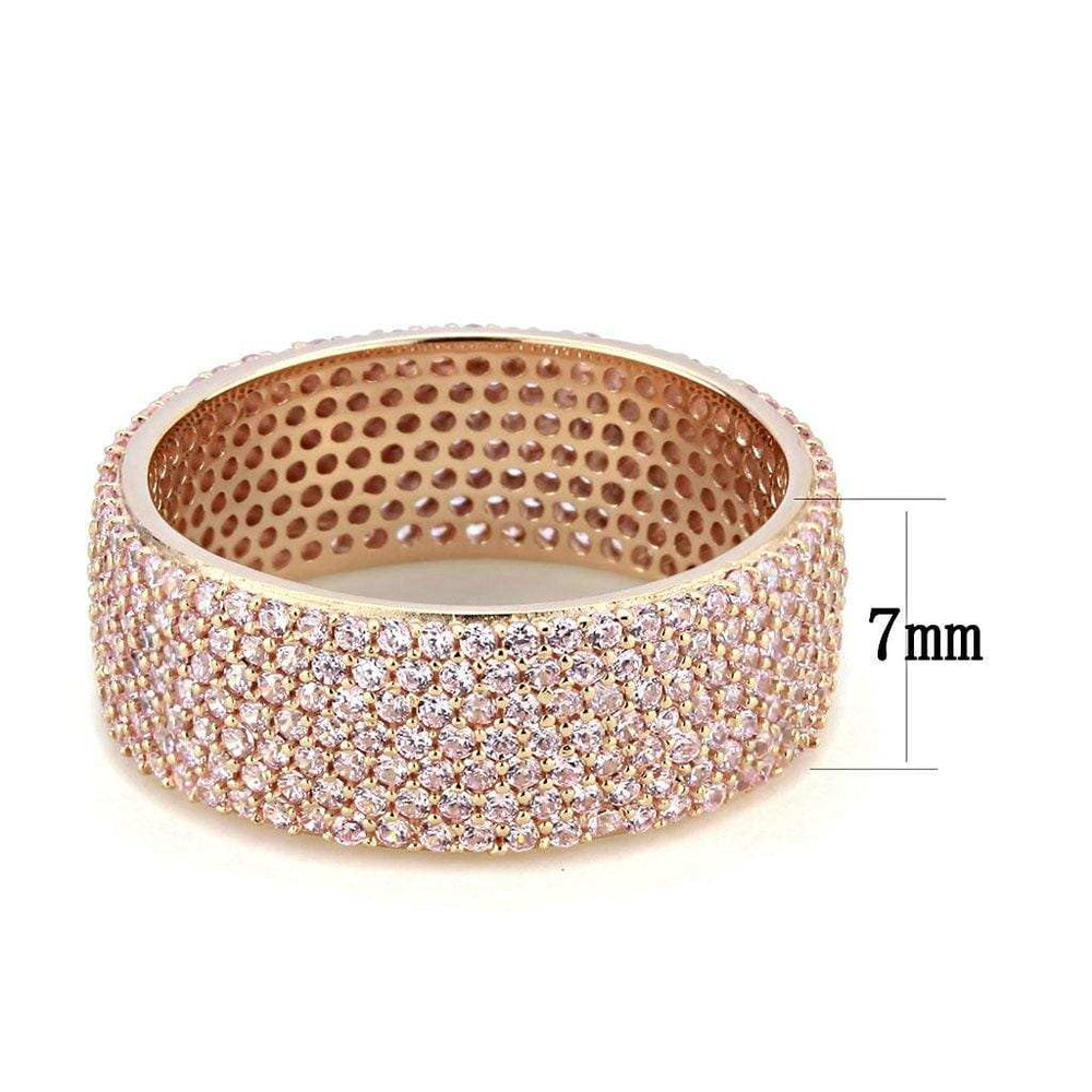 TS612 - Rose Gold 925 Sterling Silver Ring with AAA Grade CZ in Light Rose - Alamode - Flyclothing LLC