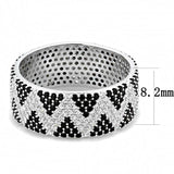 TS613 - Rhodium 925 Sterling Silver Ring with AAA Grade CZ in Jet - Alamode - Flyclothing LLC